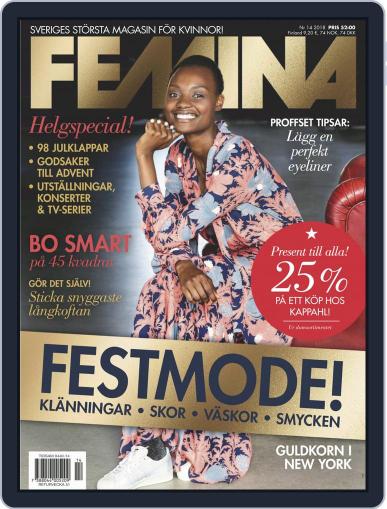 Femina Sweden December 3rd, 2018 Digital Back Issue Cover