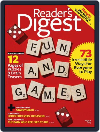 Reader's Digest August 1st, 2013 Digital Back Issue Cover