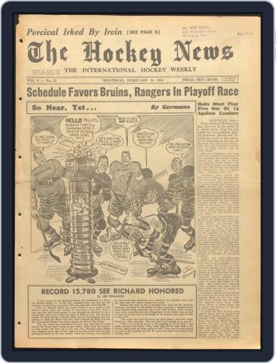 The Hockey News February 24th, 1951 Digital Back Issue Cover