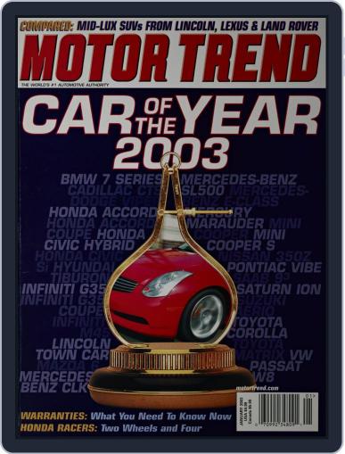 MotorTrend January 1st, 2003 Digital Back Issue Cover