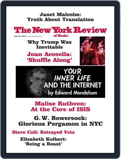 The New York Review of Books June 3rd, 2016 Digital Back Issue Cover