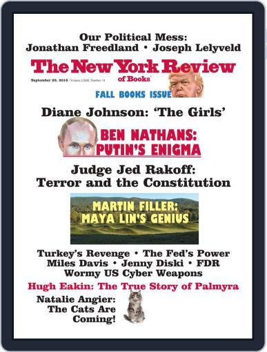 The New York Review of Books September 29th, 2016 Digital Back Issue Cover