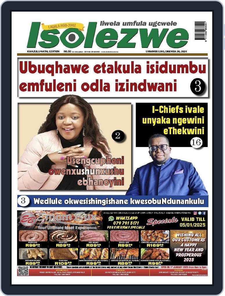 Isolezwe December 30th, 2024 Digital Back Issue Cover