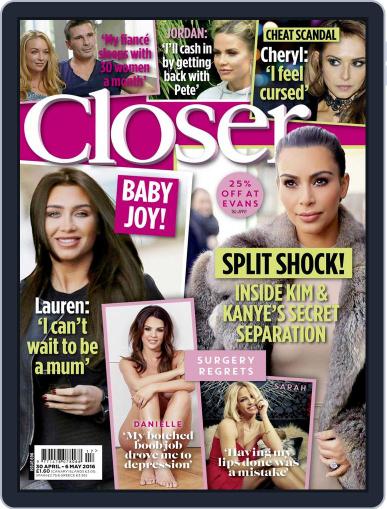 Closer United Kingdom April 26th, 2016 Digital Back Issue Cover