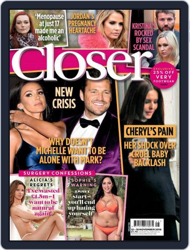 Closer United Kingdom November 8th, 2016 Digital Back Issue Cover