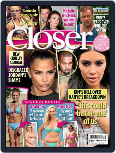 Closer United Kingdom November 29th, 2016 Digital Back Issue Cover