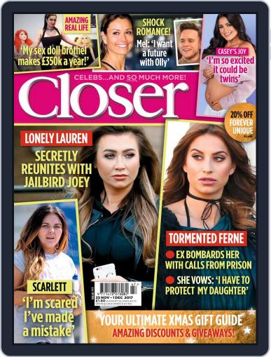 Closer United Kingdom November 21st, 2017 Digital Back Issue Cover
