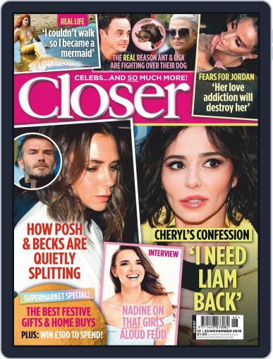 Closer United Kingdom November 17th, 2018 Digital Back Issue Cover