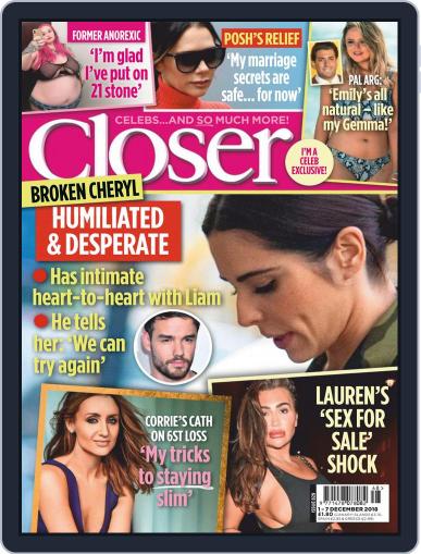 Closer United Kingdom December 1st, 2018 Digital Back Issue Cover
