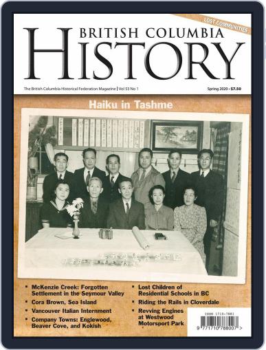 British Columbia History February 1st, 2020 Digital Back Issue Cover