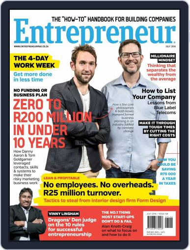 Entrepreneur Magazine South Africa July 1st, 2016 Digital Back Issue Cover