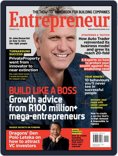 Entrepreneur Magazine South Africa February 1st, 2016 Digital Back Issue Cover