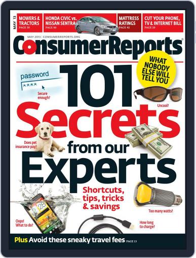 Consumer Reports May 1st, 2013 Digital Back Issue Cover