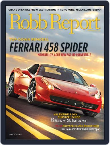 Robb Report February 1st, 2012 Digital Back Issue Cover