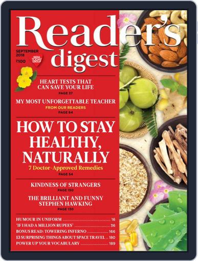Reader's Digest India (Digital) September 1st, 2018 Issue Cover