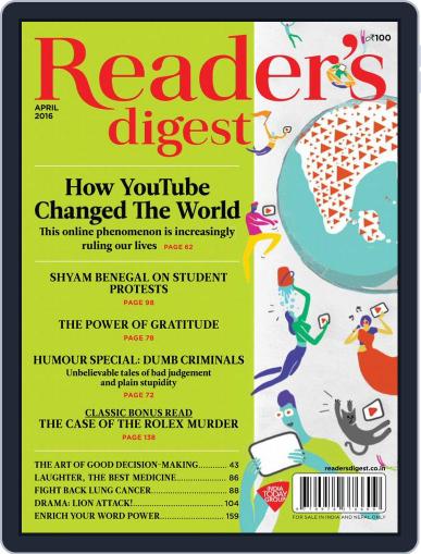 Reader's Digest India April 1st, 2016 Digital Back Issue Cover