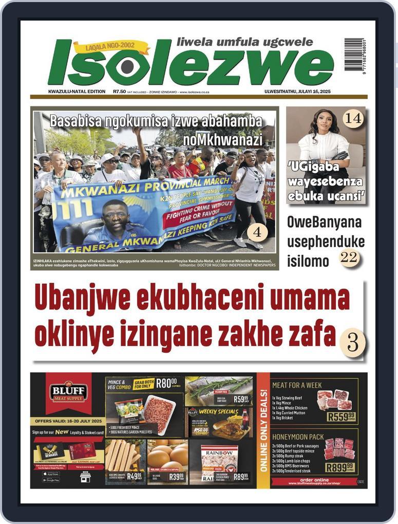 Isolezwe July 16th, 2025 Digital Back Issue Cover