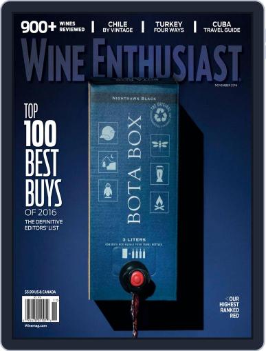 Wine Enthusiast November 1st, 2016 Digital Back Issue Cover
