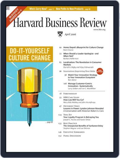 Harvard Business Review April 1st, 2006 Digital Back Issue Cover