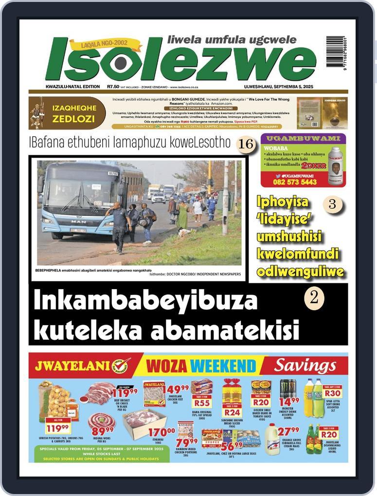 Isolezwe September 5th, 2025 Digital Back Issue Cover