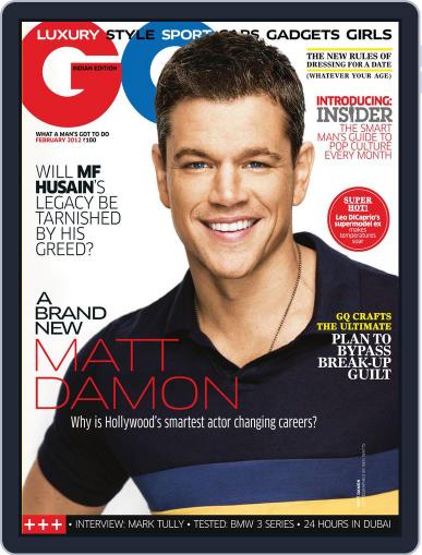 GQ India February 2nd, 2012 Digital Back Issue Cover