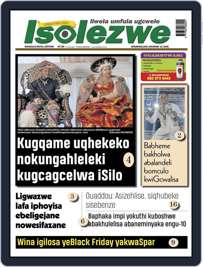 Isolezwe November 10th, 2025 Digital Back Issue Cover