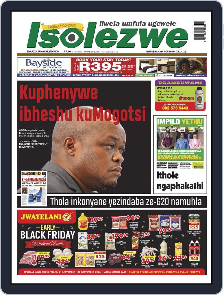 Isolezwe November 21st, 2025 Digital Back Issue Cover