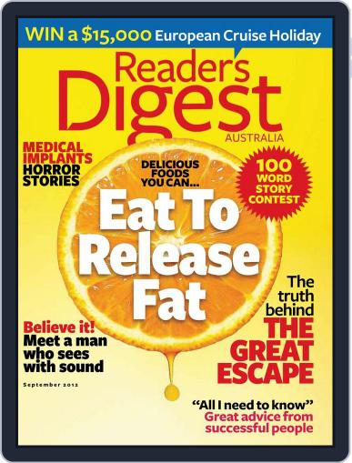 Readers Digest Australia August 21st, 2012 Digital Back Issue Cover