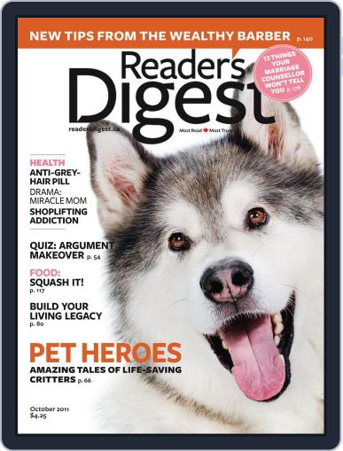 Reader's Digest Canada October 3rd, 2011 Digital Back Issue Cover