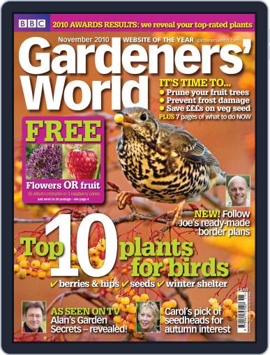 BBC Gardeners' World November 3rd, 2010 Digital Back Issue Cover