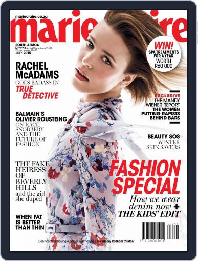Marie Claire South Africa July 1st, 2015 Digital Back Issue Cover