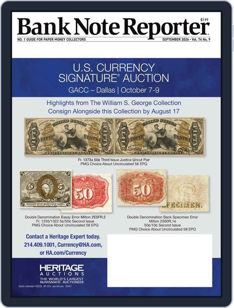 Banknote Reporter (Digital) Subscription                    September 1st, 2026 Issue