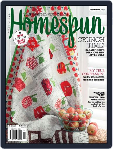 Australian Homespun September 1st, 2016 Digital Back Issue Cover