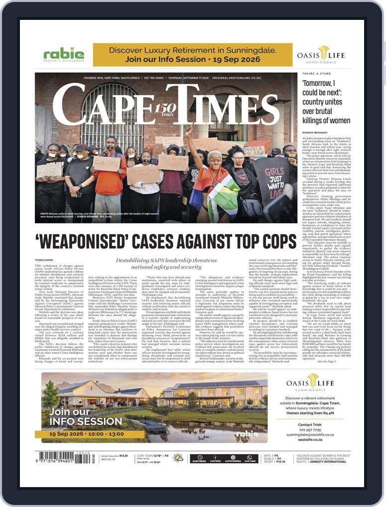 Cape Times (Digital) Subscription                    September 17th, 2026 Issue