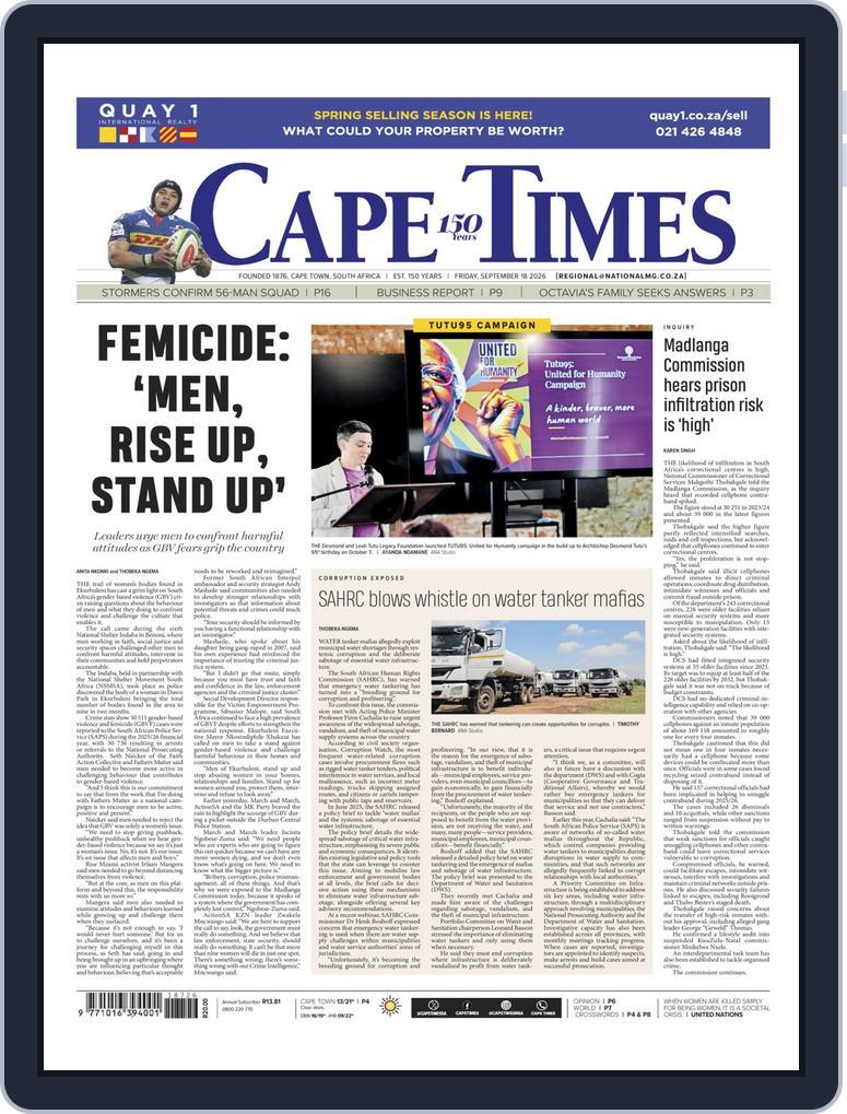 Cape Times (Digital) Subscription                    September 18th, 2026 Issue