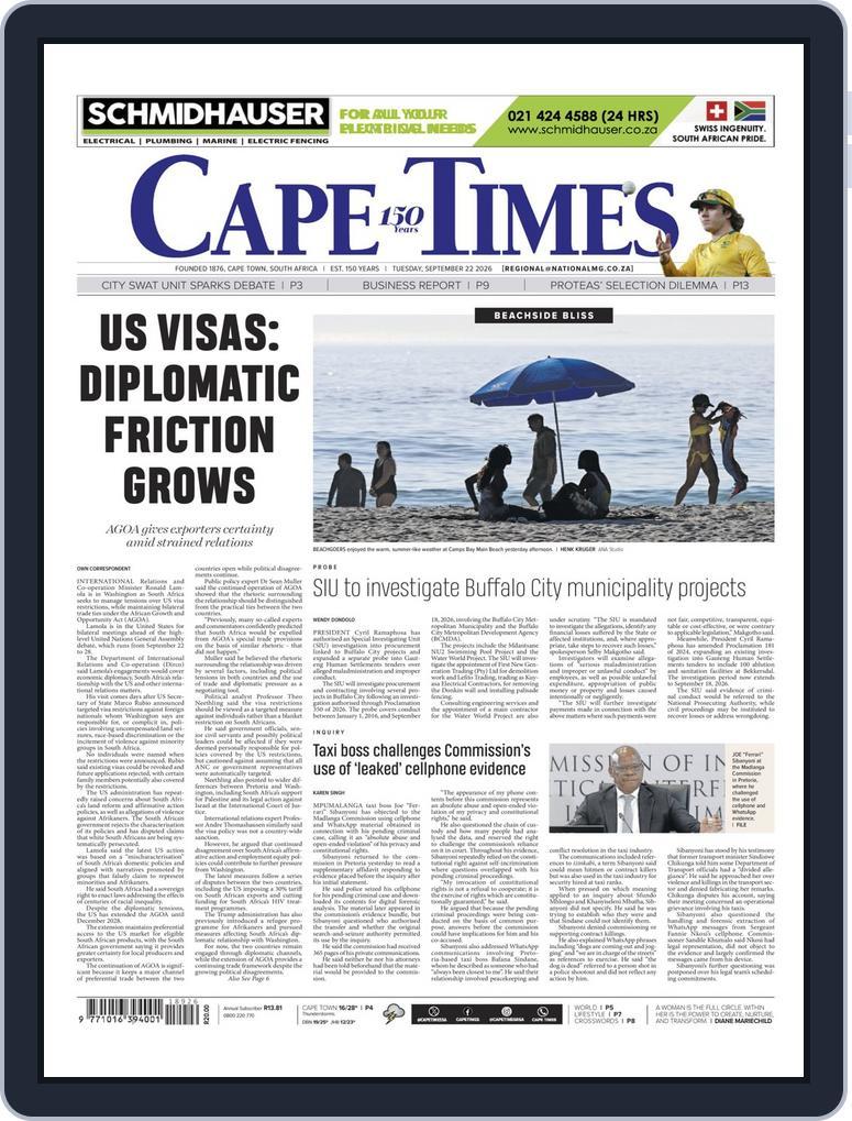 Cape Times (Digital) Subscription                    September 22nd, 2026 Issue