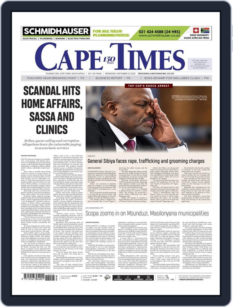 Cape Times (Digital) Subscription                    September 23rd, 2026 Issue