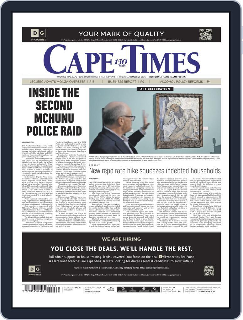 Cape Times (Digital) Subscription                    September 25th, 2026 Issue