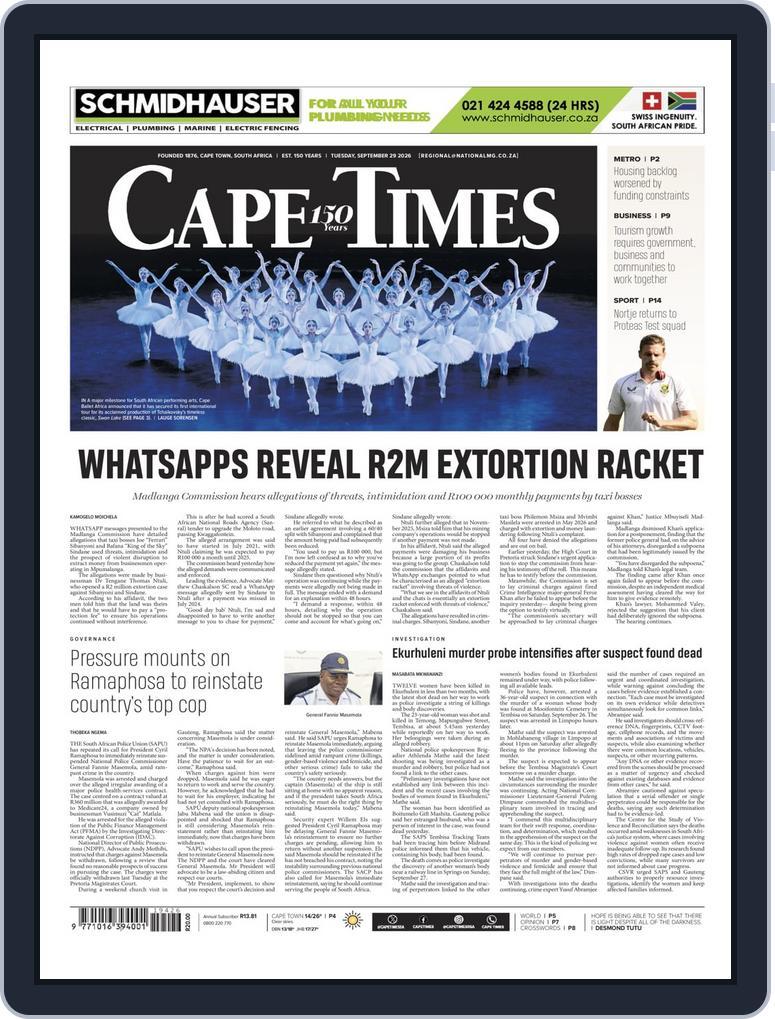 Cape Times (Digital) Subscription                    September 29th, 2026 Issue