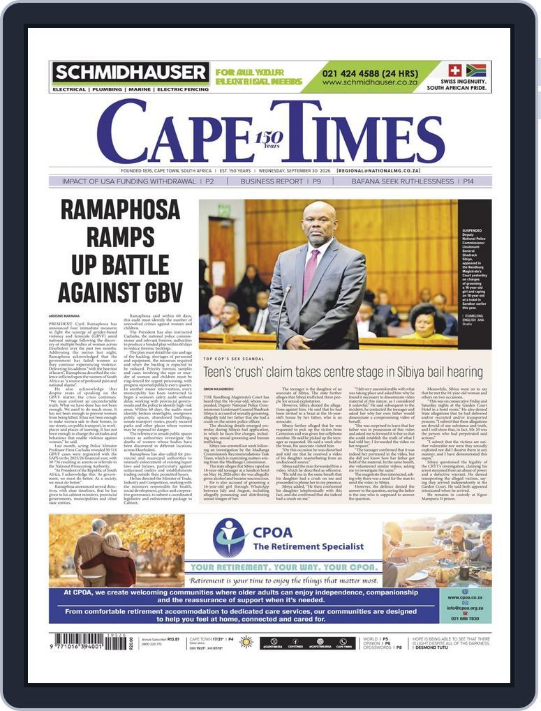 Cape Times (Digital) Subscription                    September 30th, 2026 Issue