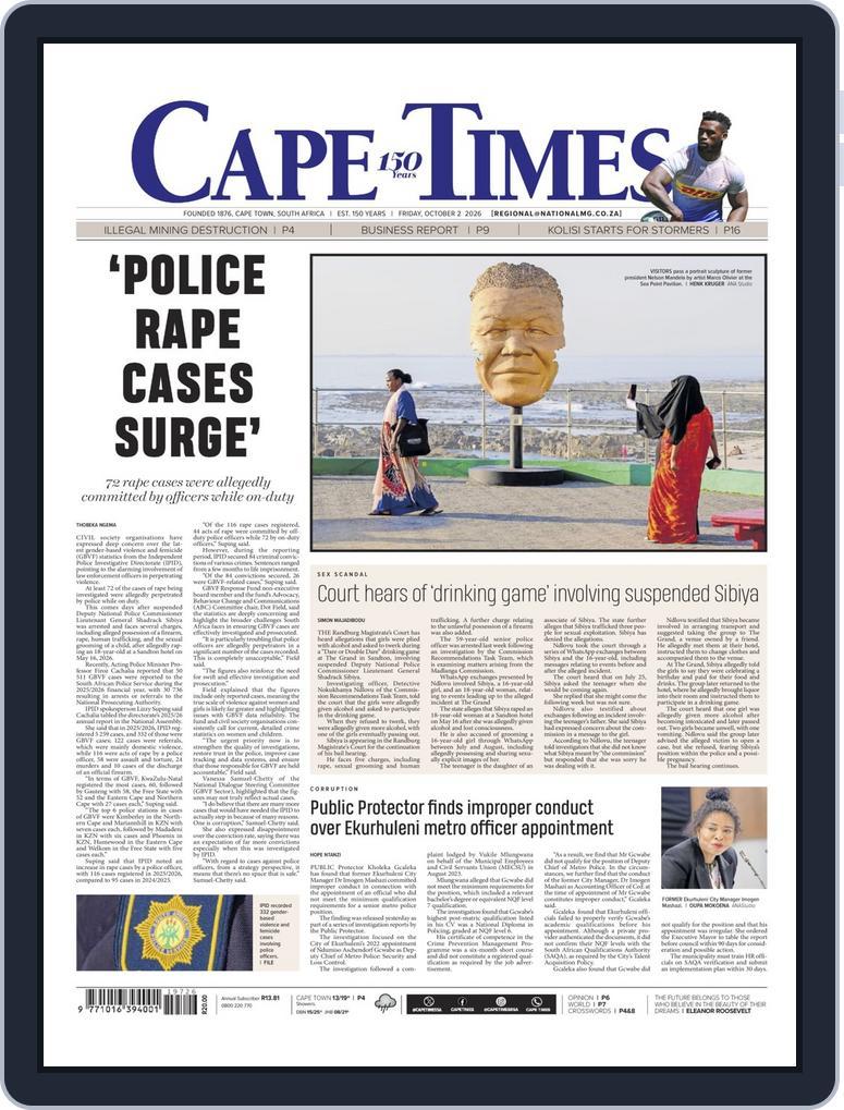 Cape Times (Digital) Subscription                    October 2nd, 2026 Issue