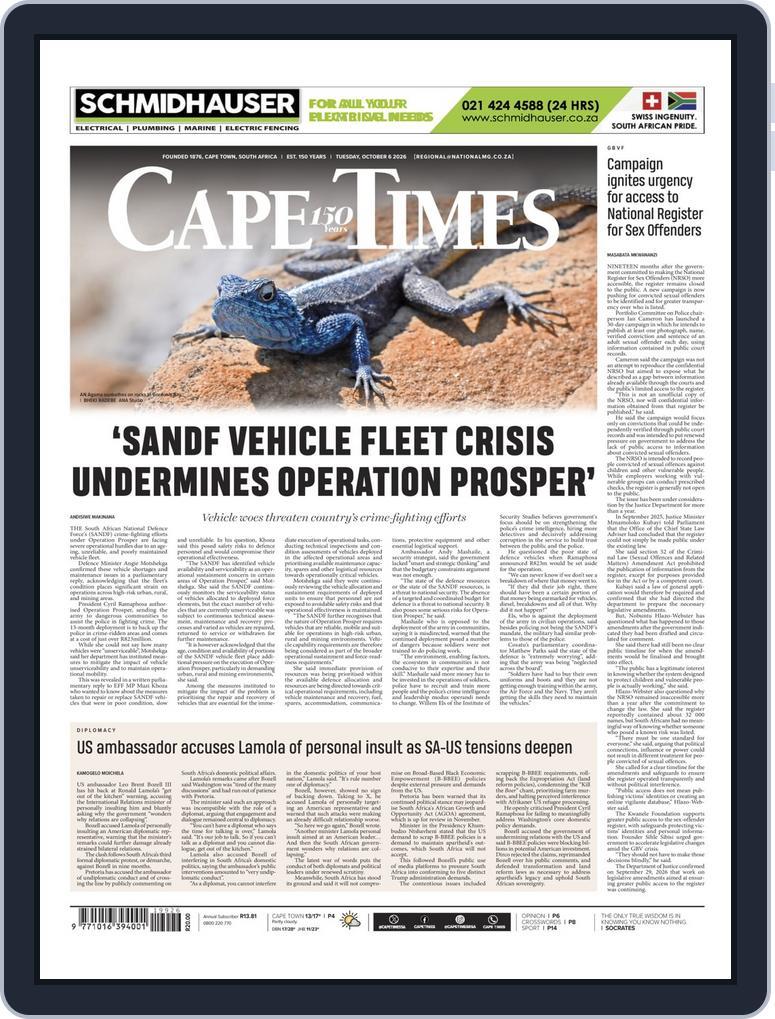 Cape Times (Digital) Subscription                    October 6th, 2026 Issue