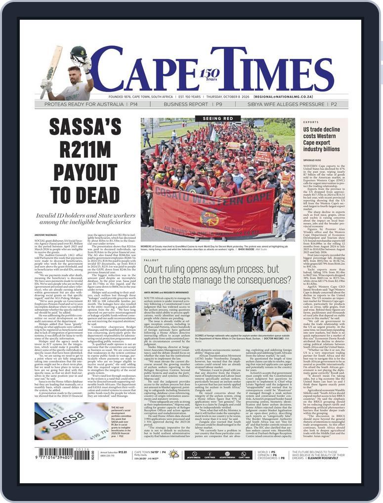 Cape Times (Digital) Subscription                    October 8th, 2026 Issue
