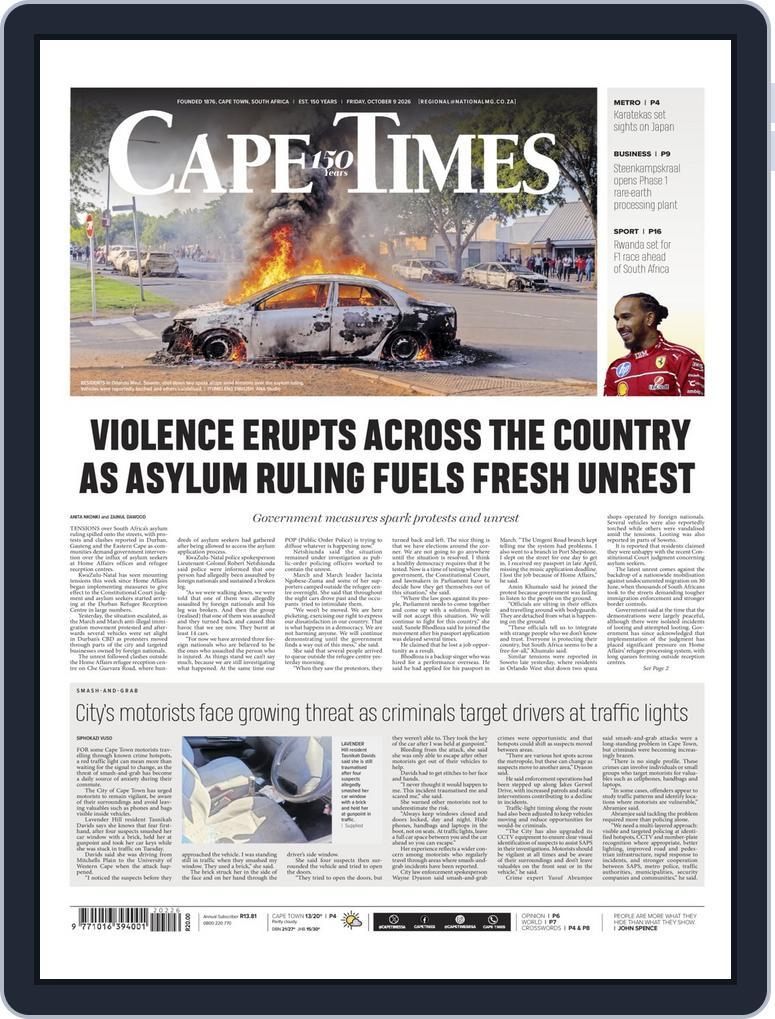 Cape Times (Digital) Subscription                    October 9th, 2026 Issue