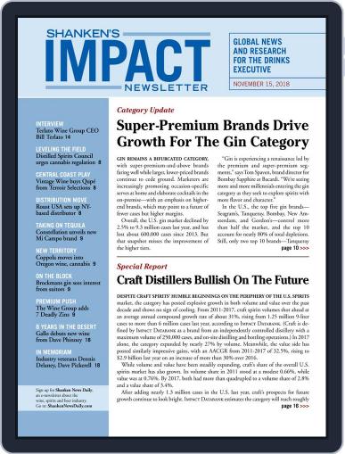 Shanken's Impact Newsletter November 15th, 2018 Digital Back Issue Cover