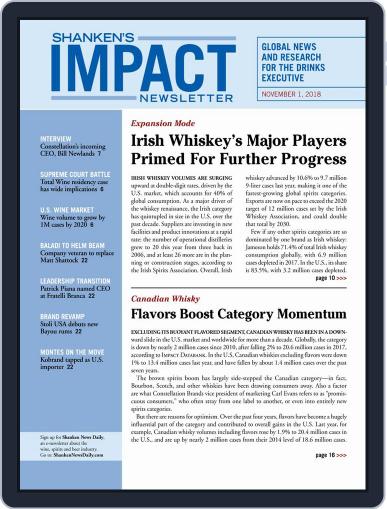 Shanken's Impact Newsletter November 1st, 2018 Digital Back Issue Cover