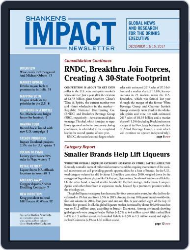 Shanken's Impact Newsletter December 1st, 2017 Digital Back Issue Cover