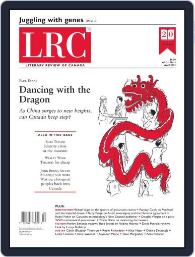 Literary Review of Canada April 1st, 2013 Digital Back Issue Cover