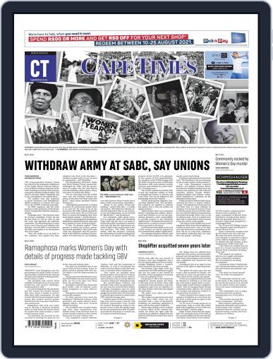 Cape Times August 10th, 2021 Digital Back Issue Cover