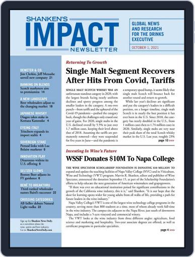 Shanken's Impact Newsletter (Digital) October 1st, 2021 Issue Cover